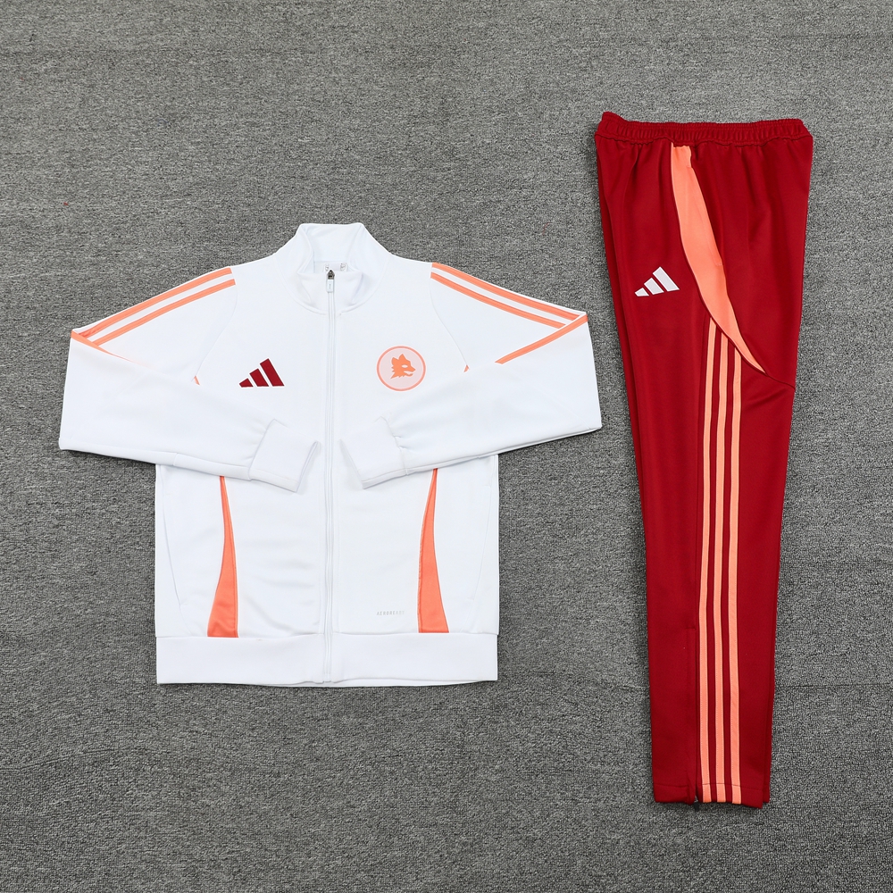 ManixJersey.com | AS Roma 24-25 Originals LFSTLR Jacket Training Tracksuit - White Top and Red Pant -Customize Name, Number and Patch | Worldwide Shipping