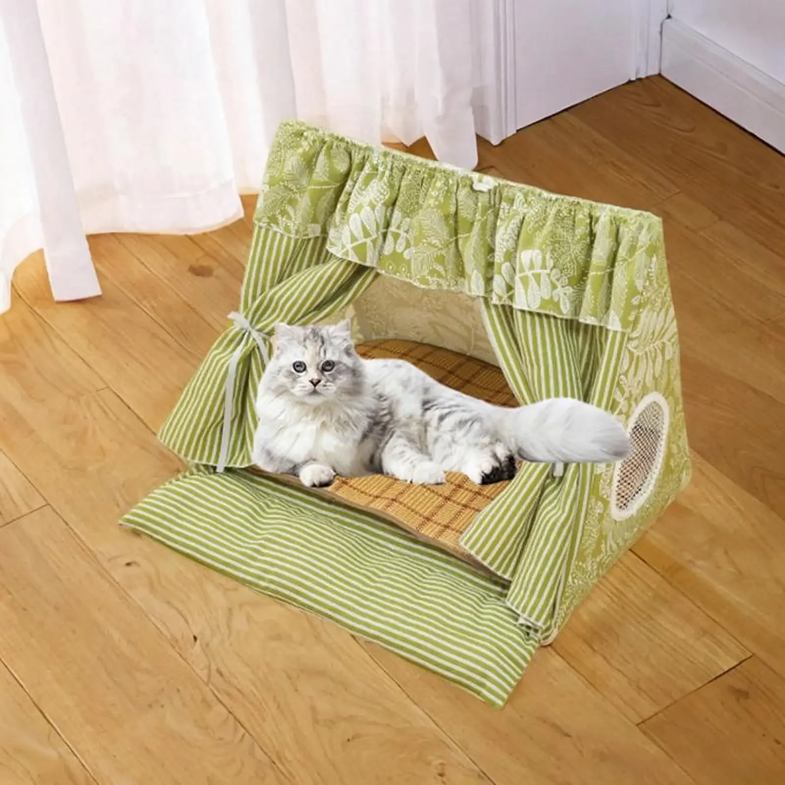 Cat Tent House Dog Tent Summer Cave Cute Nest, Washable Breathable Window Cat Bed Teepee for Cats Kitten