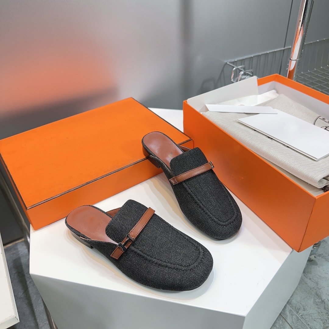 Lena Mule Black Denim、mysite、Cacoeks