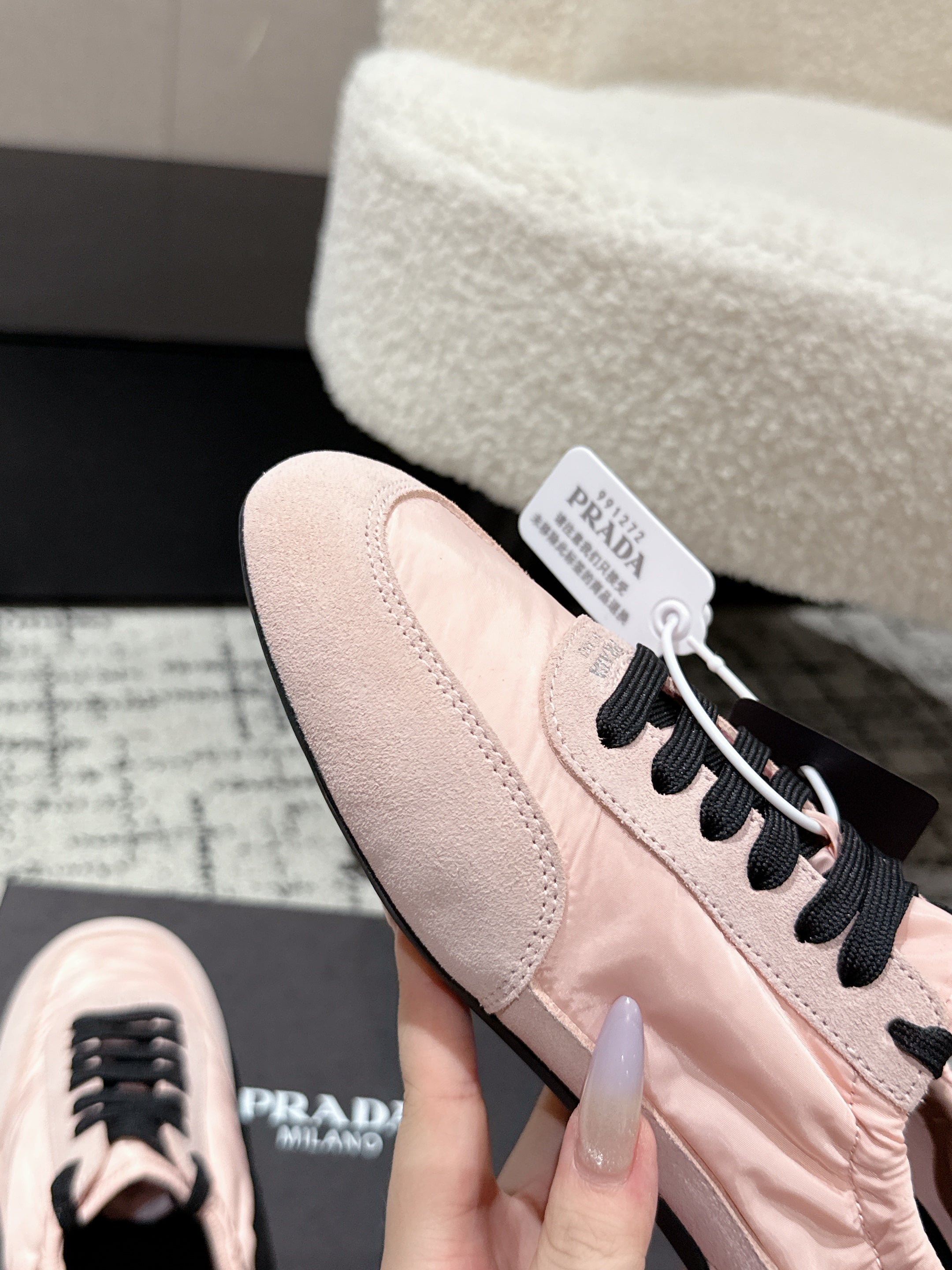 PRADA 25S COLLAPSE SNEAKERS IN LIGHT PINK RE NYLON AND SUEDE、mysite、Cacoeks
