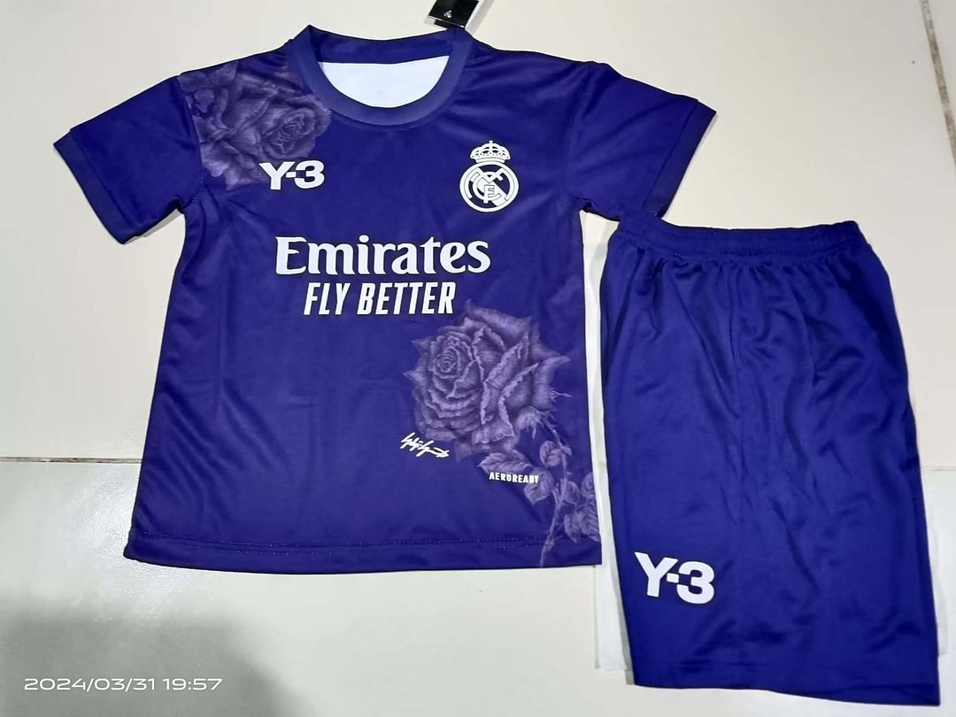 24/25 Real Madrid Y-3 Special Edition Purple Football Shirt Kids Size Suit-mysite Custom Football Kit- Nextkits