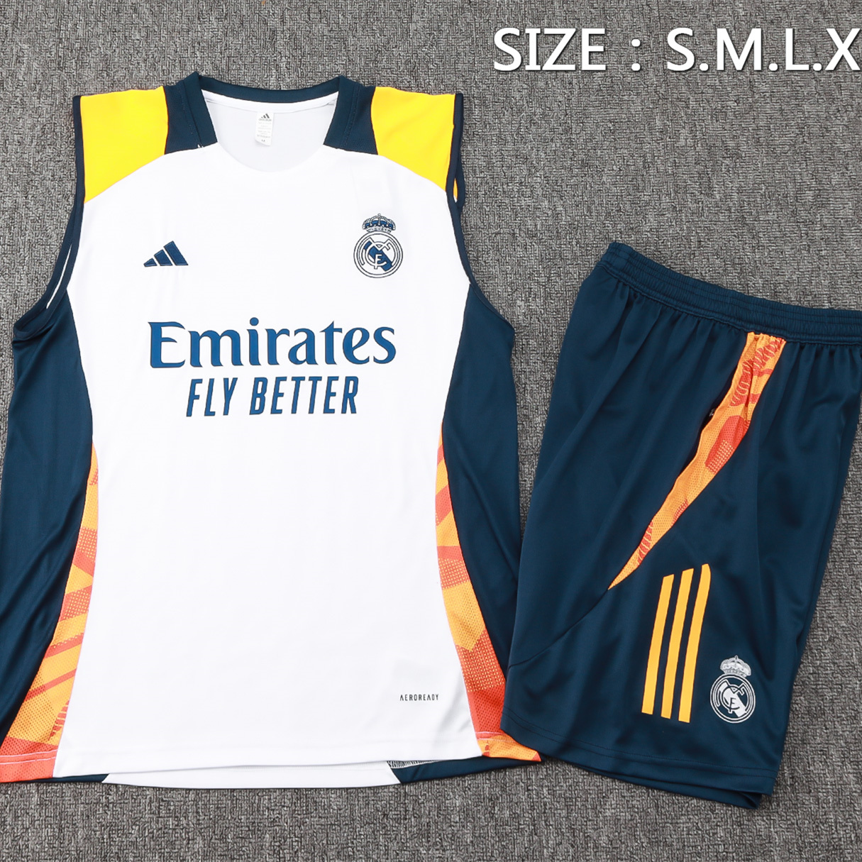 JerseysGala.com | Real Madrid 24-25 Vest Training Set - White -Customize Name, Number and Patch | Worldwide Shipping