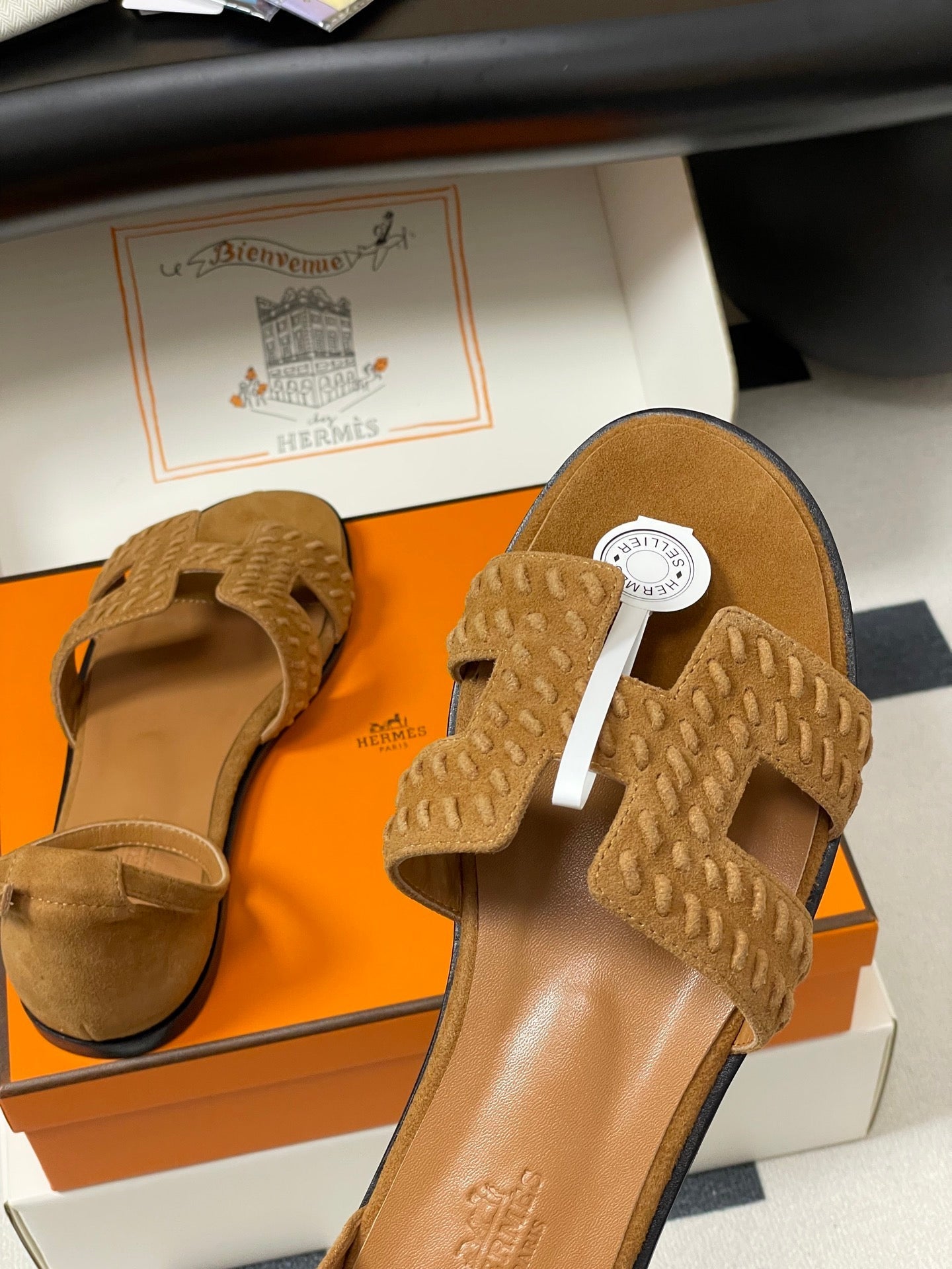 HM 25S SANTORINI SANDAL IN BROWN SUEDE AND LAMBSKIN、mysite、Cacoeks