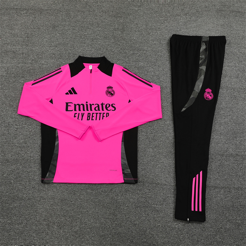 JerseysGala.com | Real Madrid 24-25 Long Sleeve Training Set - Rose Red -Customize Name, Number and Patch | Worldwide Shipping