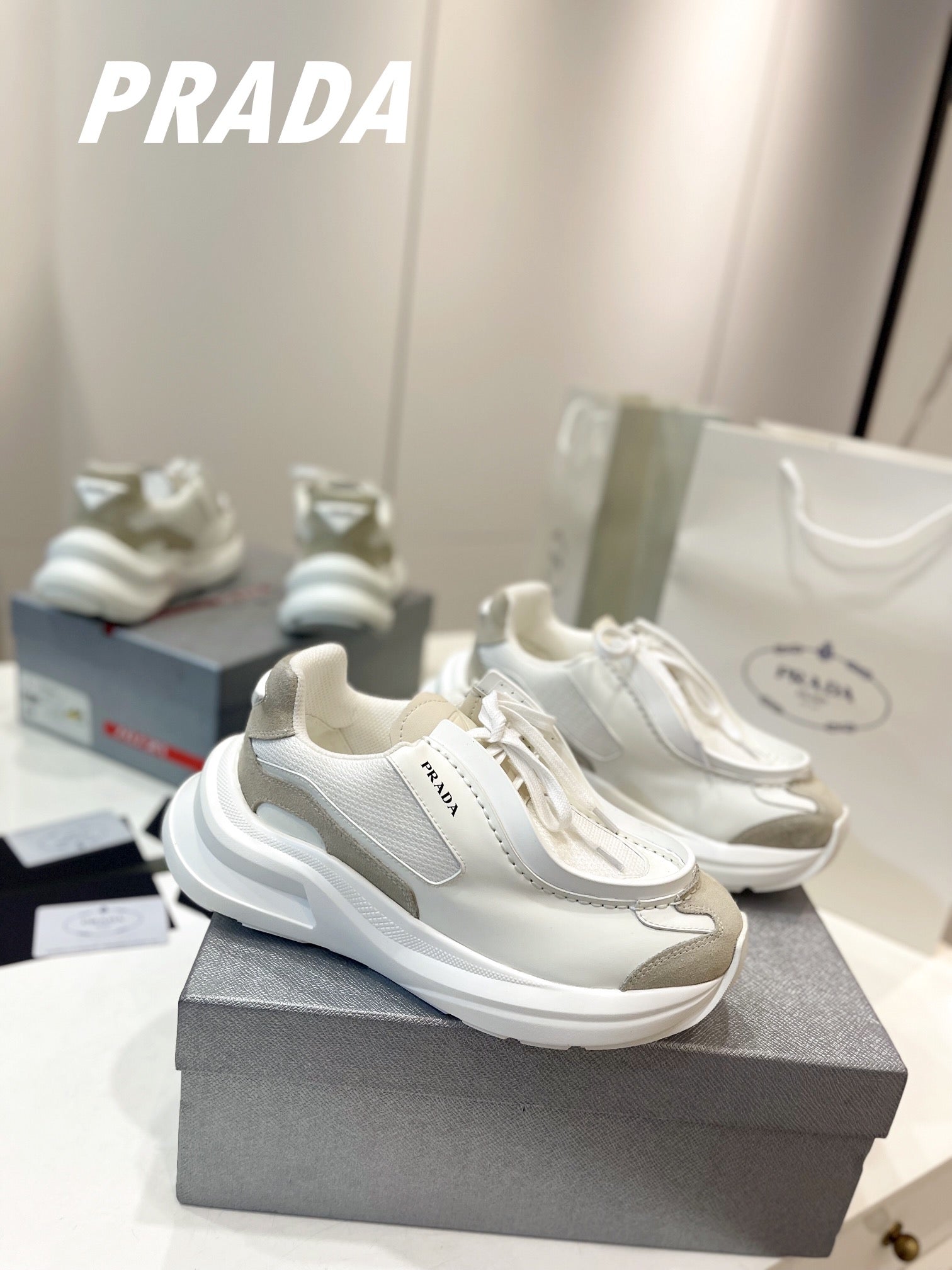 PRA SYSTEME BRUSHED SNEAKERS WHITE CALFSKIN、mysite、Cacoeks