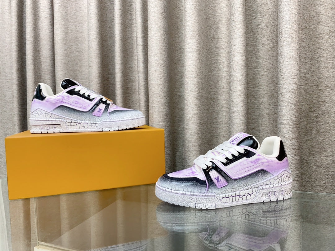 LV TRAINER SNEAKERS IN LIGHT PURPLE OMBRE MIX COLORFUL CALFSKIN、mysite、Cacoeks