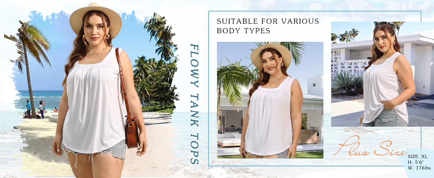 sleeveless tops for women flowy tanks tops plus size