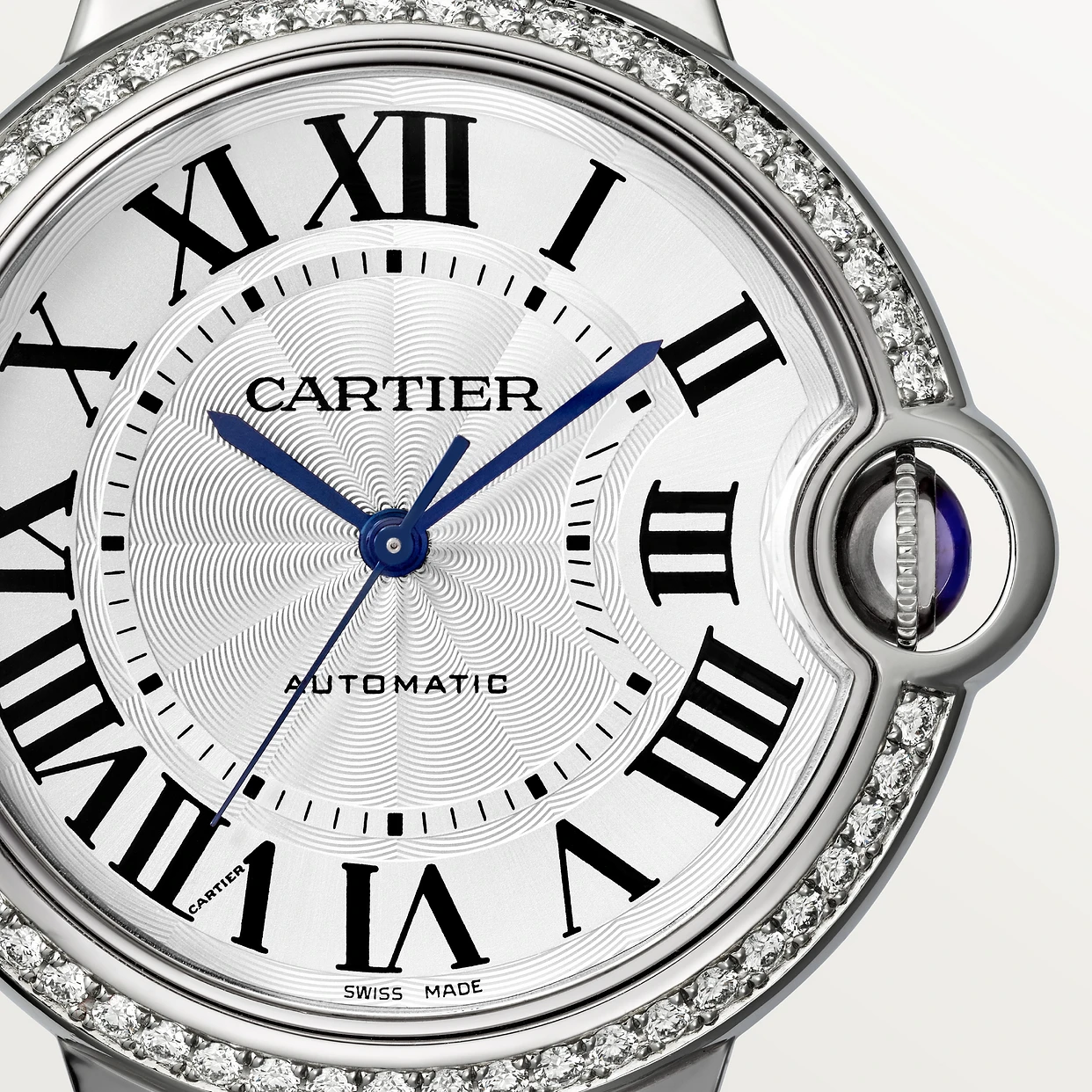 Super Clone 1:1 Cartier Ballon Bleu Bleu Silver Diamond 36mm W4BB0024 Replica-fasswatch