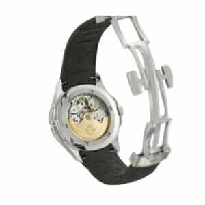 Patek-Philippe-Dual-Time-Black-Dial-Strap-Replica