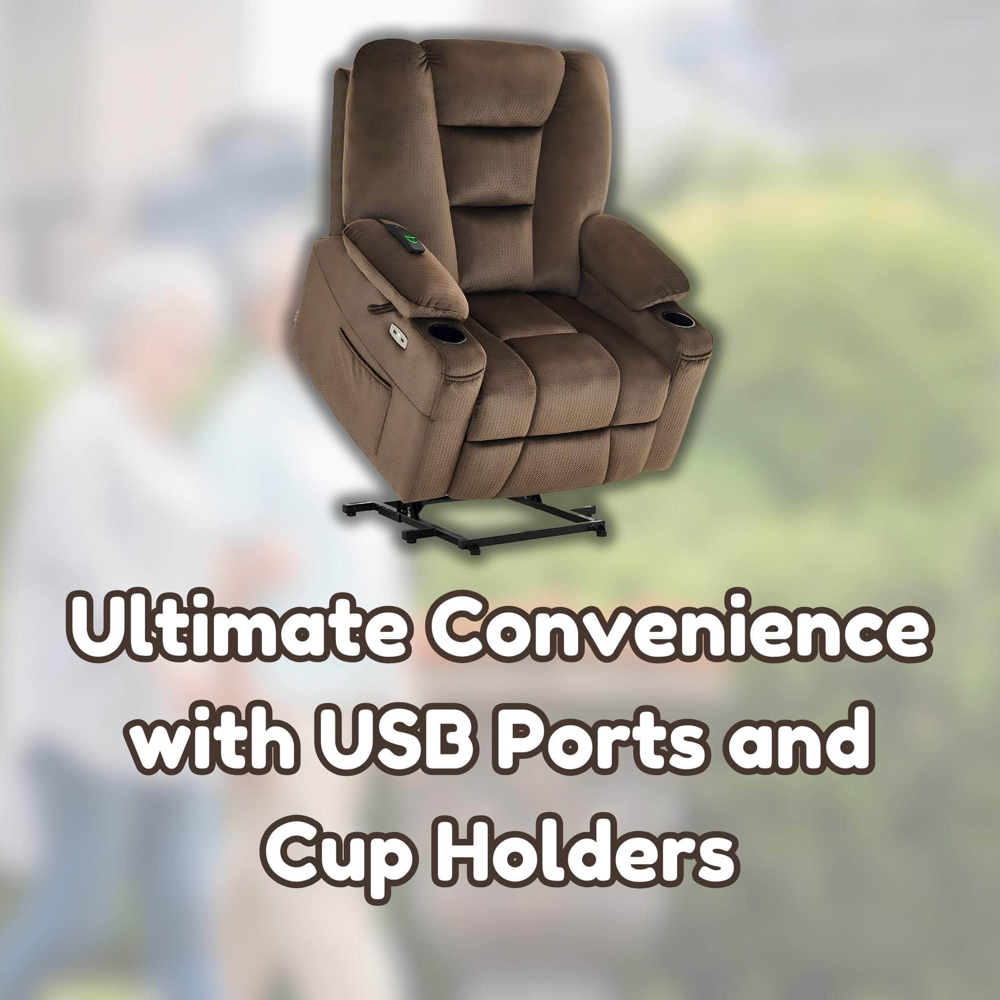MCombo Power Lift Recliner Chair: Ultimate Convenience with USB Ports and Cup Holders