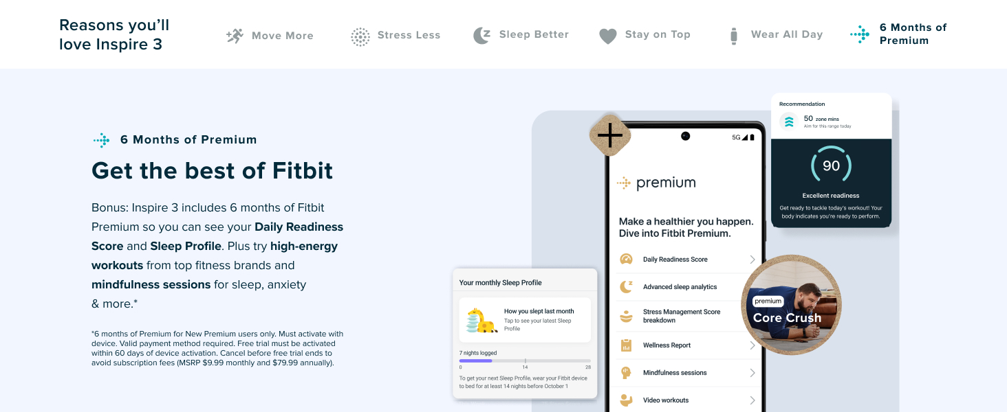 Fitbit Inspire 3 with premium messaging