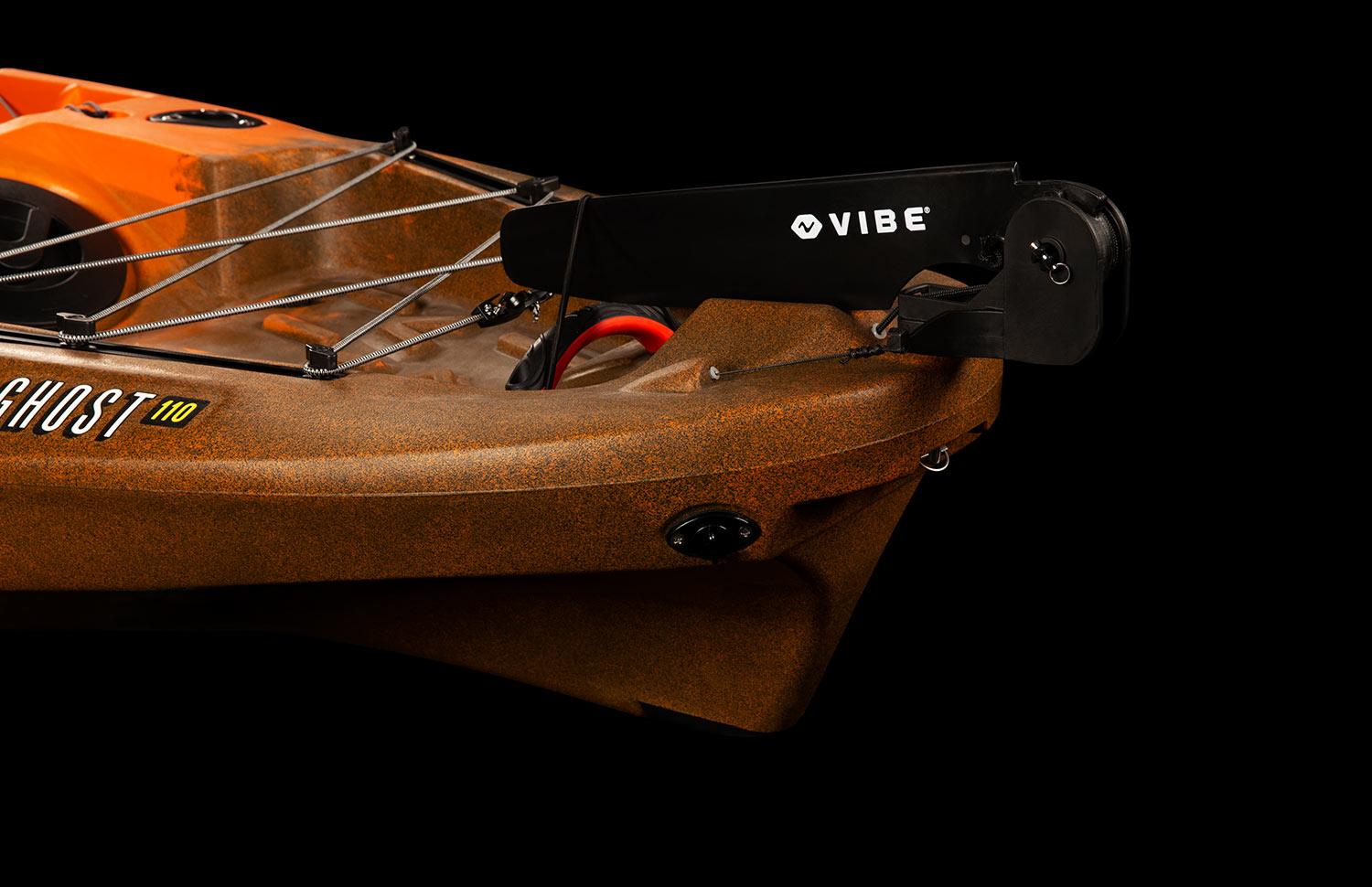 Vibe Kayaks Sea Ghost 110 kayak stern view with included rudder Vibe Sea Ghost 110 Kayak rudder