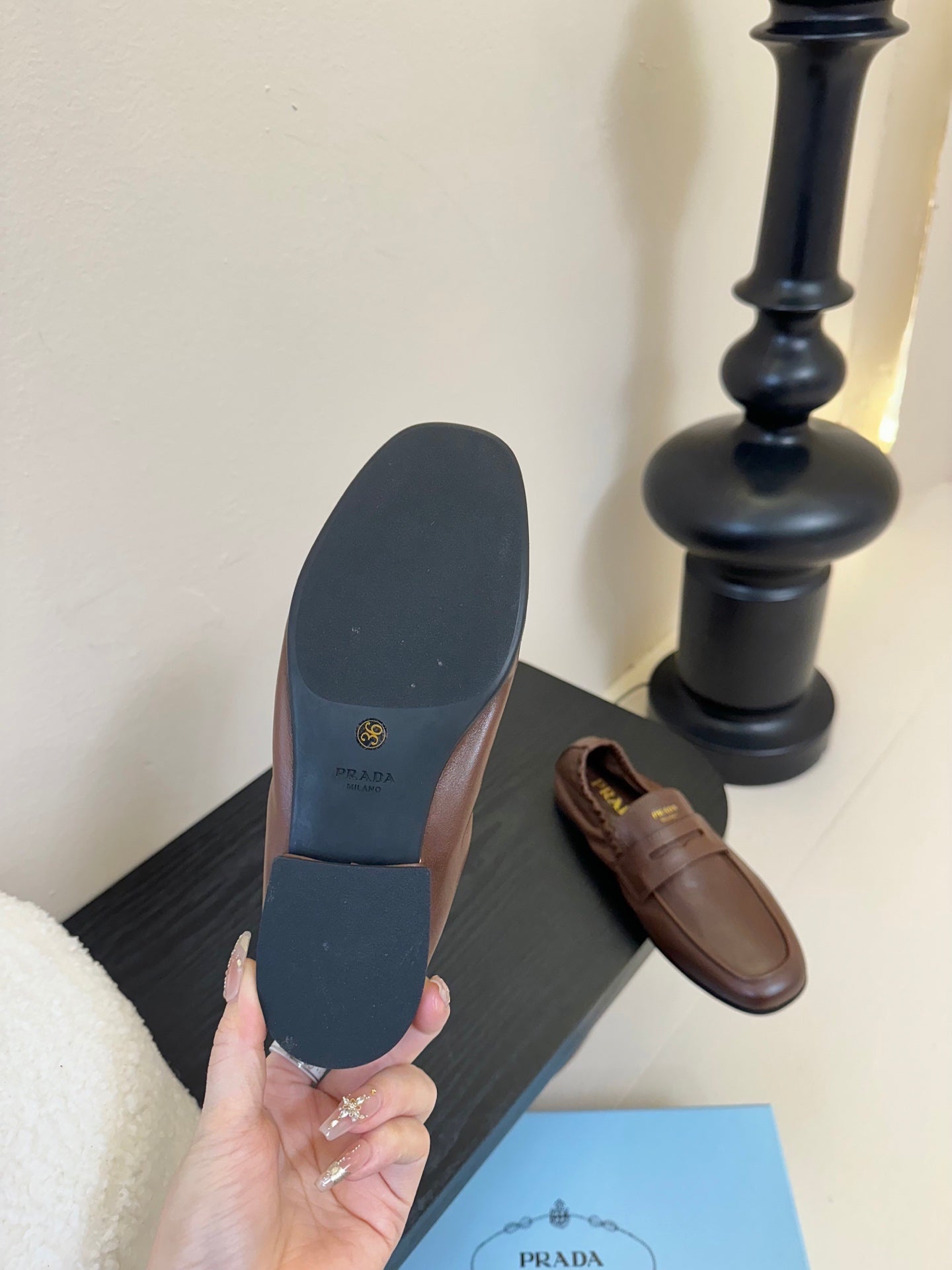 PRADA 25S SHUFFLE LOAFERS IN EARTH BROWN CALFSKIN、mysite、Cacoeks