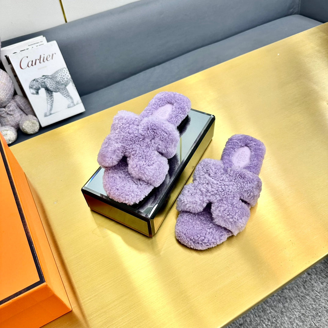 0RAN SHEARLING SANDALS PERIWINKLE PURPLE、mysite、Cacoeks