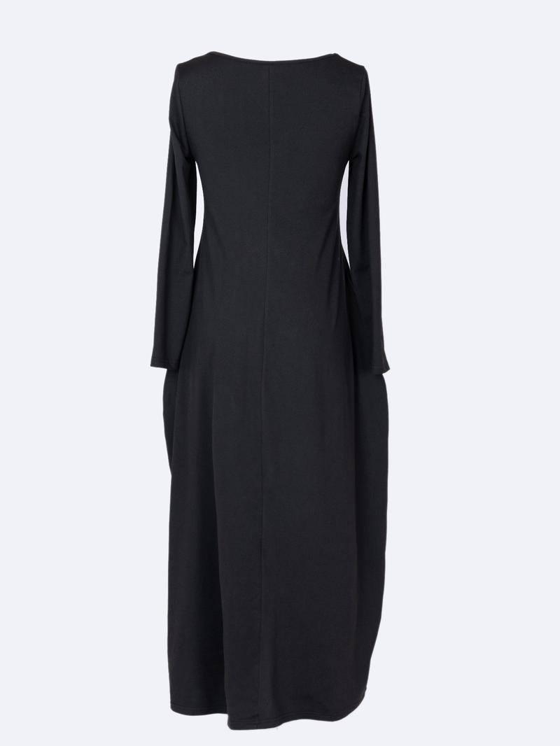 Women's Solid Color Pocket Lounge Dress, Casual Comfy Long Sleeve Dress for Daily Wear, Ladies Sleepwear Loungewear for All Seasons