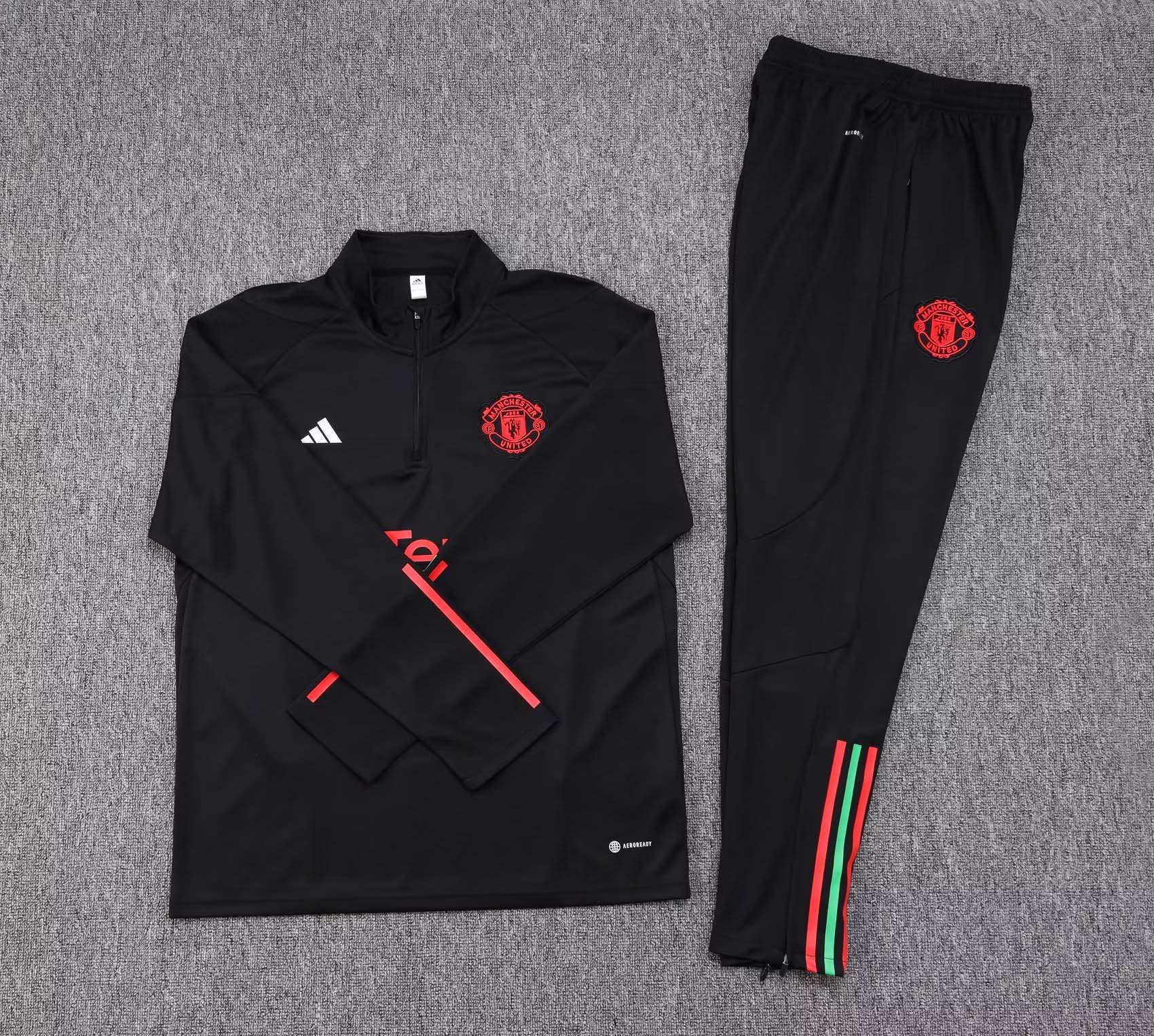 2023/2024 Manchester United Half-Pull Training Suit Black Football Shirt 1:1 Thai Quality Set:football jersey mysite: unitedjerseyfootball 邓江浪:football
