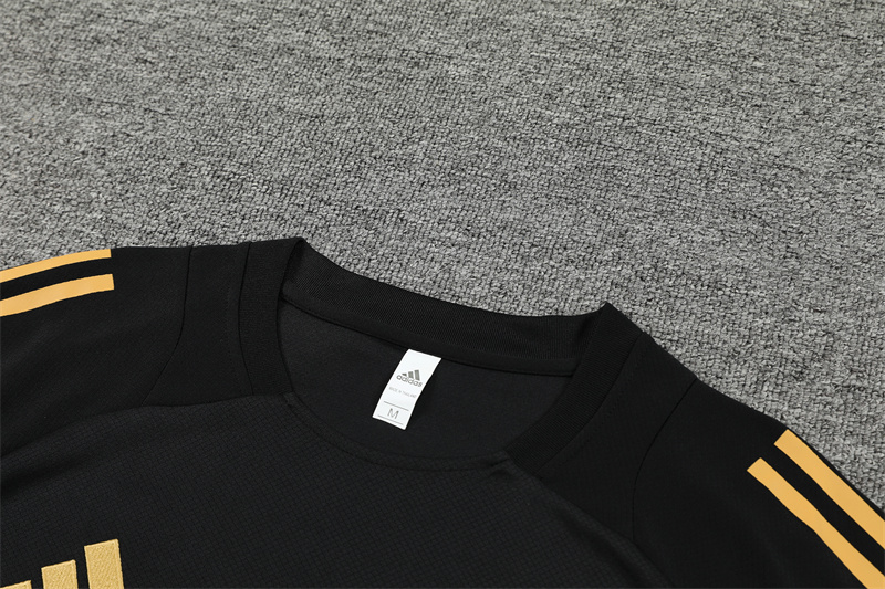 JerseysGala.com | Real Madrid 24-25 Short-Sleeve Training Set - Black Gold -Customize Name, Number and Patch | Worldwide Shipping