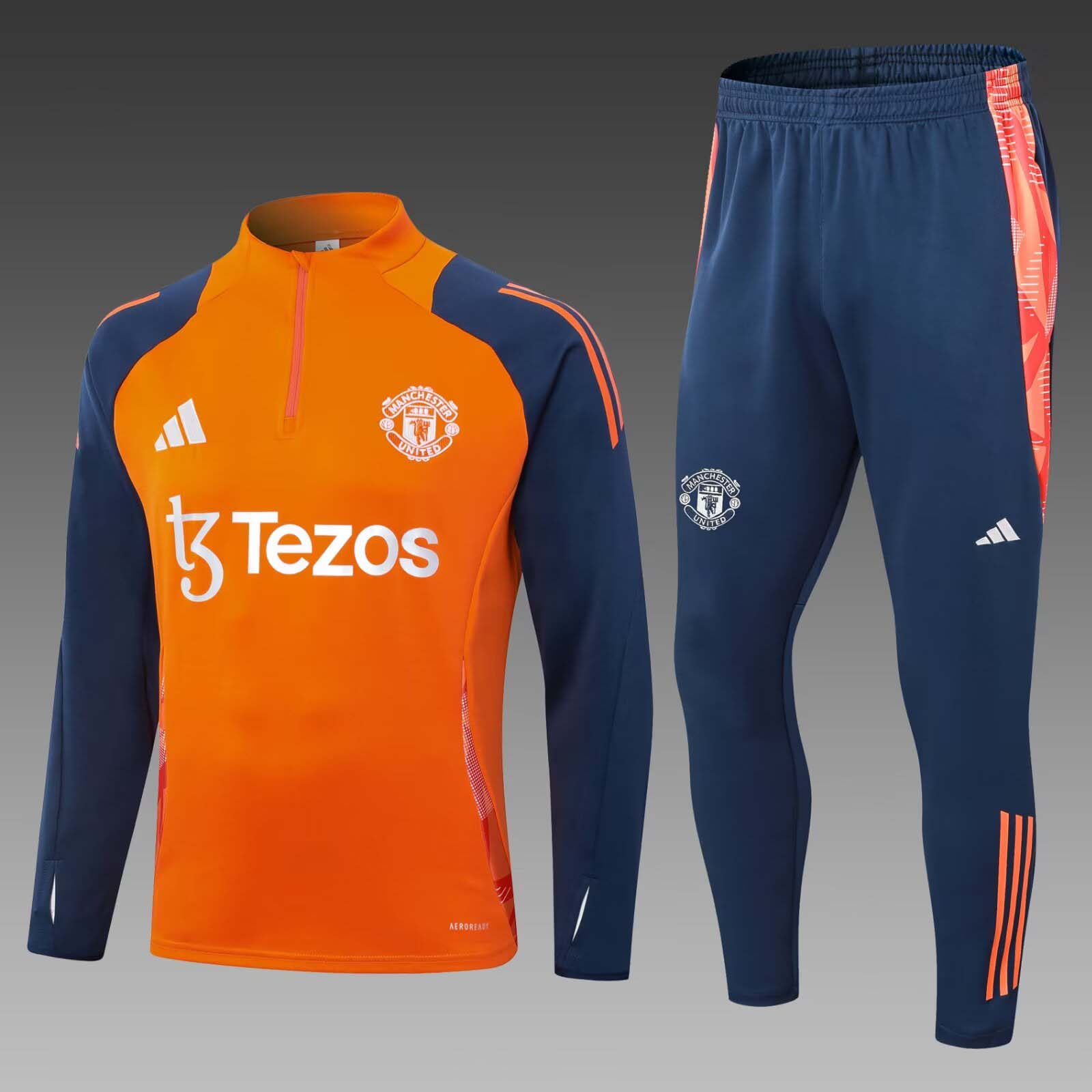 2024/2025 Manchester United Half-Pull Training Suit Orange Football Shirt 1:1 Thai Quality Set:football jersey mysite: unitedjerseyfootball 邓江浪:football