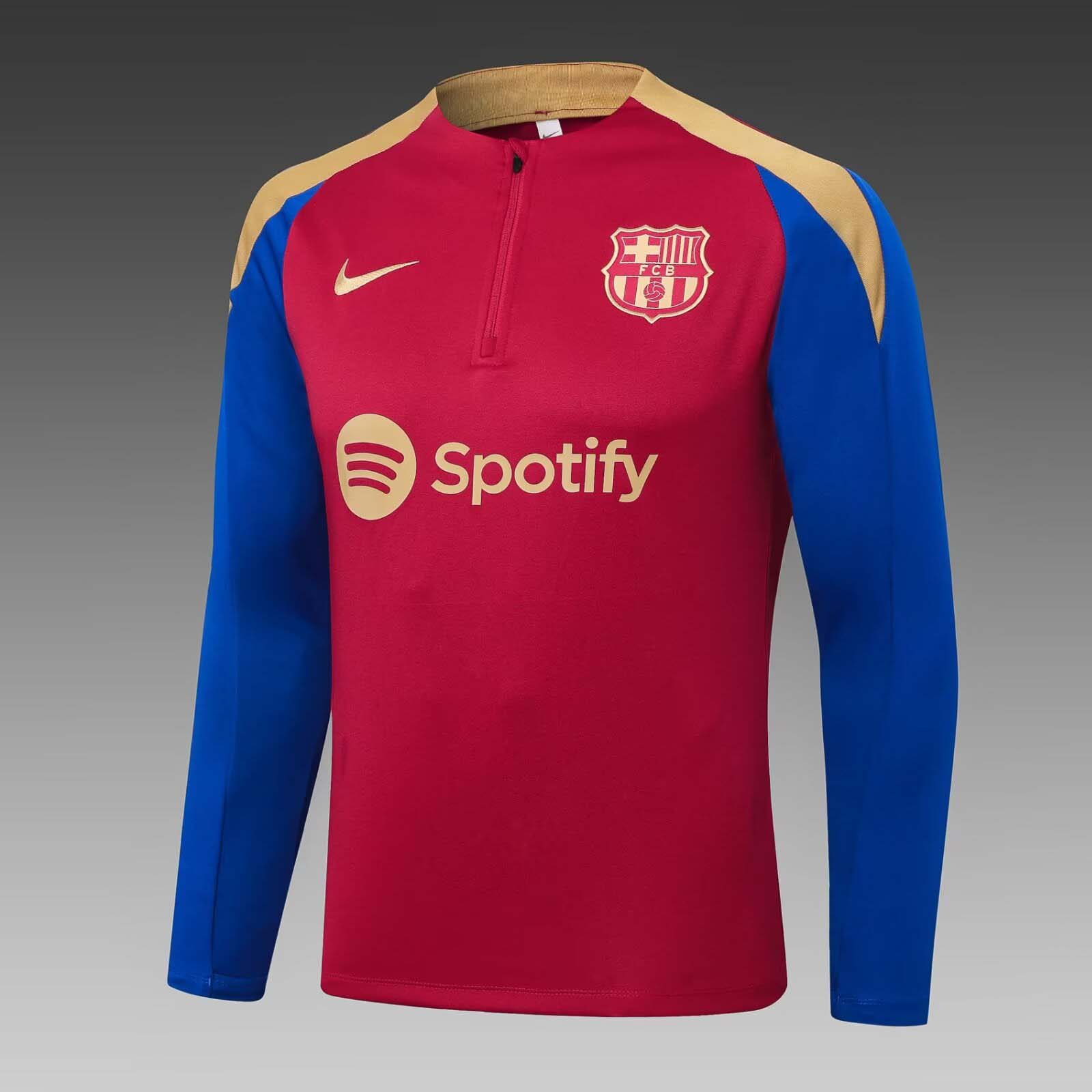 2023/2024 Barcelona Half-Pull Training Suit Red-blue Jersey Set:football jersey mysite: unitedjerseyfootball 邓江浪:football