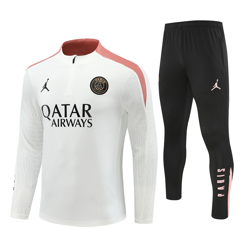 JerseysGala.com | Paris Saint-Germain PSG X JD 24-25 Long Sleeve Training Set - Player Version - White Top and Black Pants -Customize Name, Number and Patch | Worldwide Shipping