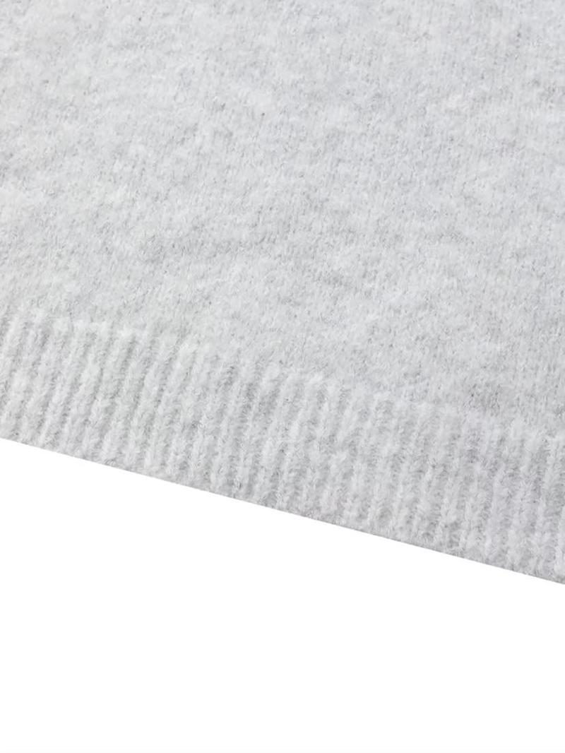 Women's Long Sleeve Knit Sweater, Loose-Fitting Round Neck Pullover, Soft Comfortable Elegant Casual Fashion Top for Fall & Winter