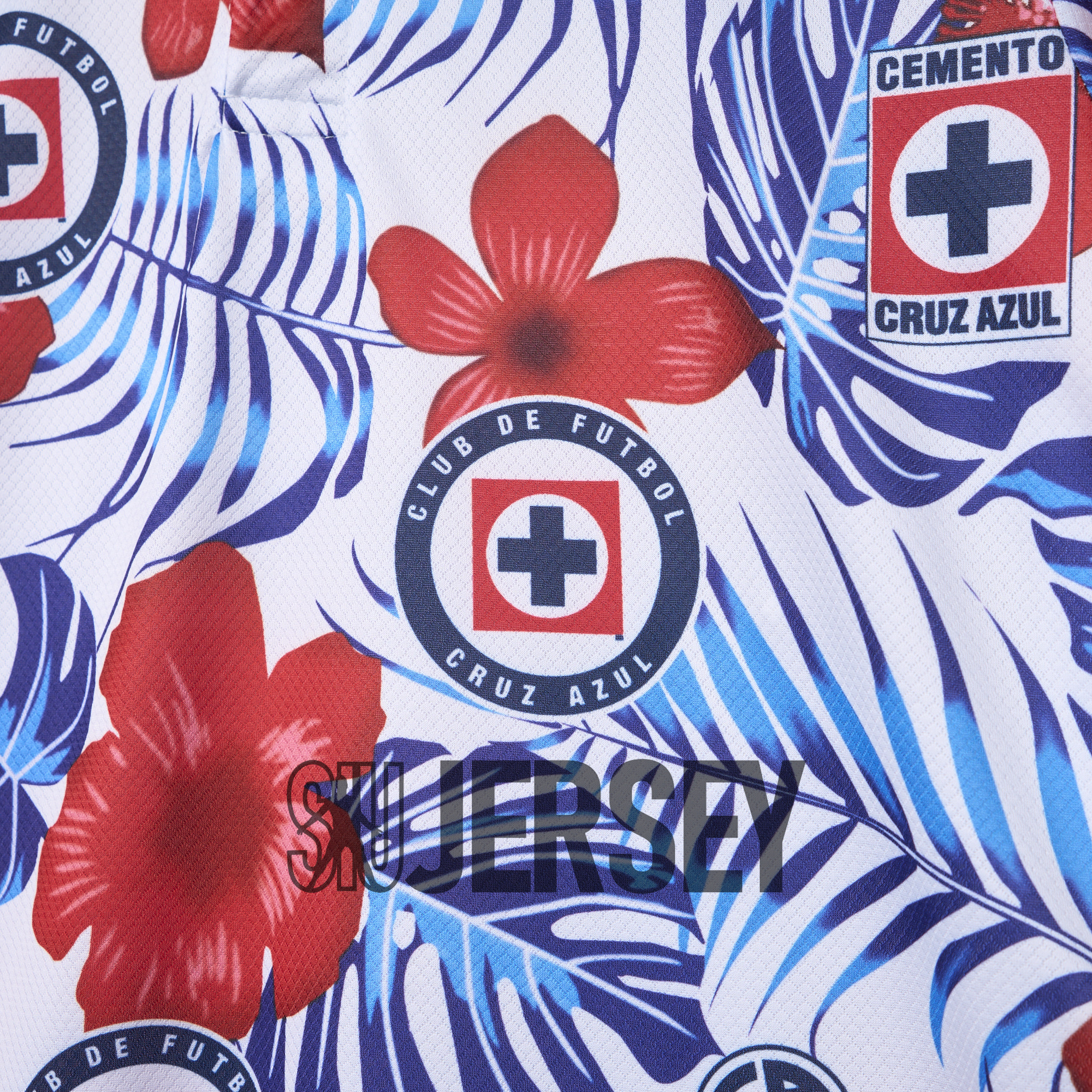 SIUjerseys-Cruz Azul 24-25 Flower and Leaves Polo Shirt