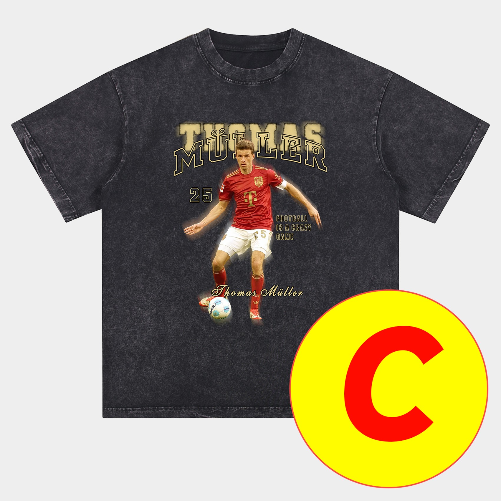 Unitedfootballkit.com | Bayern Munich Müller‘s Personal Highlights Oversized Washed T-Shirt -Customize Name, Number and Patch | Worldwide Shipping