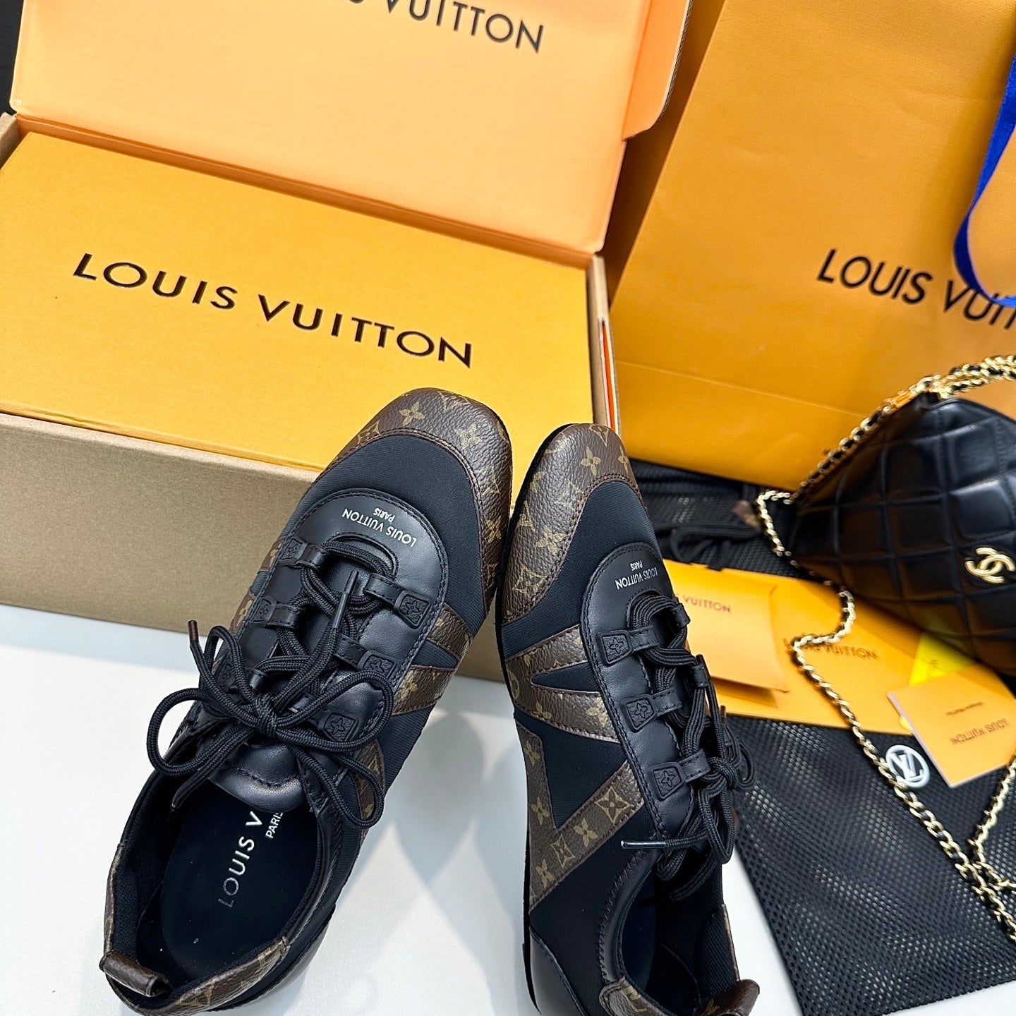 SNEAKERINA TRAINERS IN BROWN AND BLACK FABRIC AND CANVAS、mysite、Cacoeks