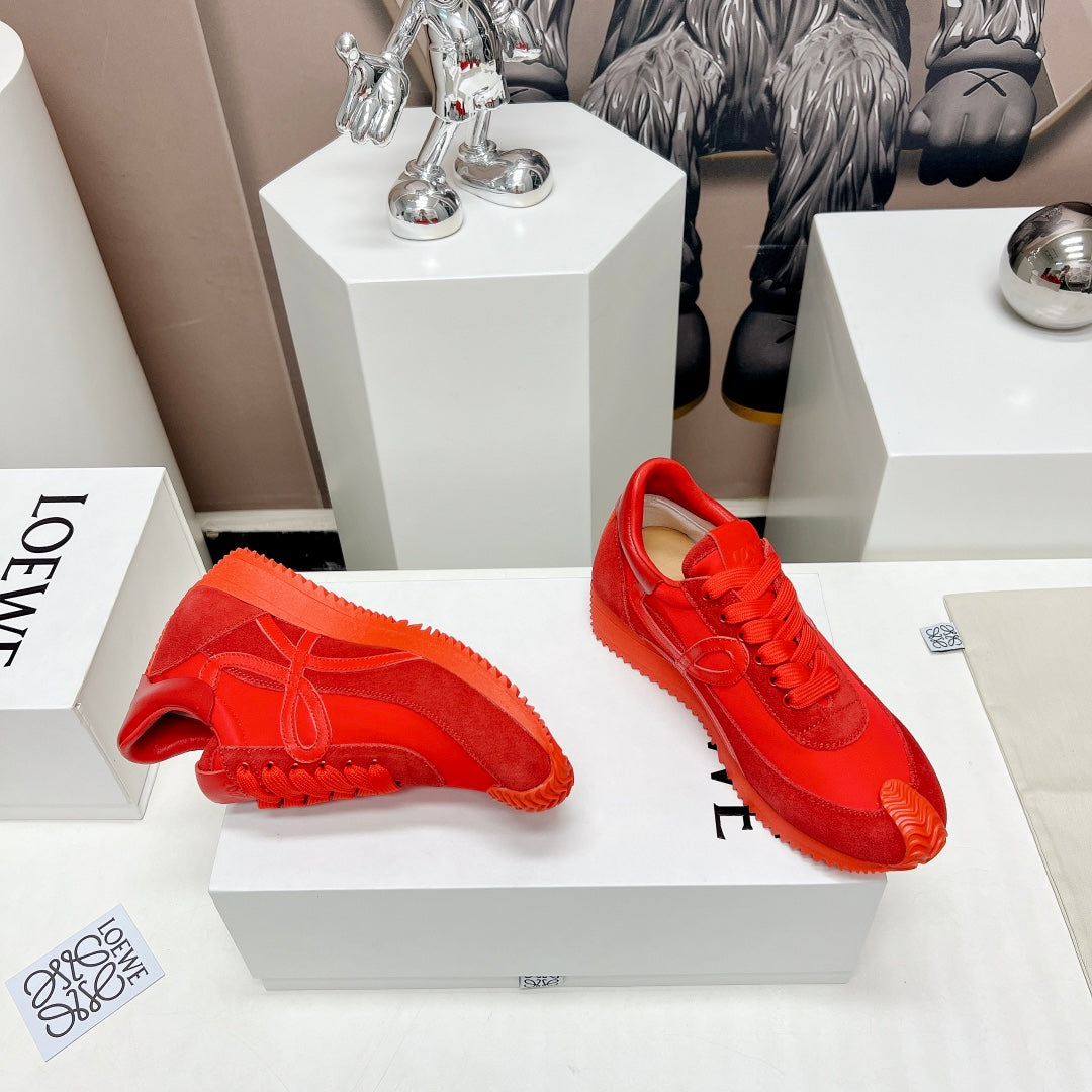FLOW RUNNER SNEAKER IN RUBY RED SUEDE AND SHEEPSKIN、mysite、Cacoeks