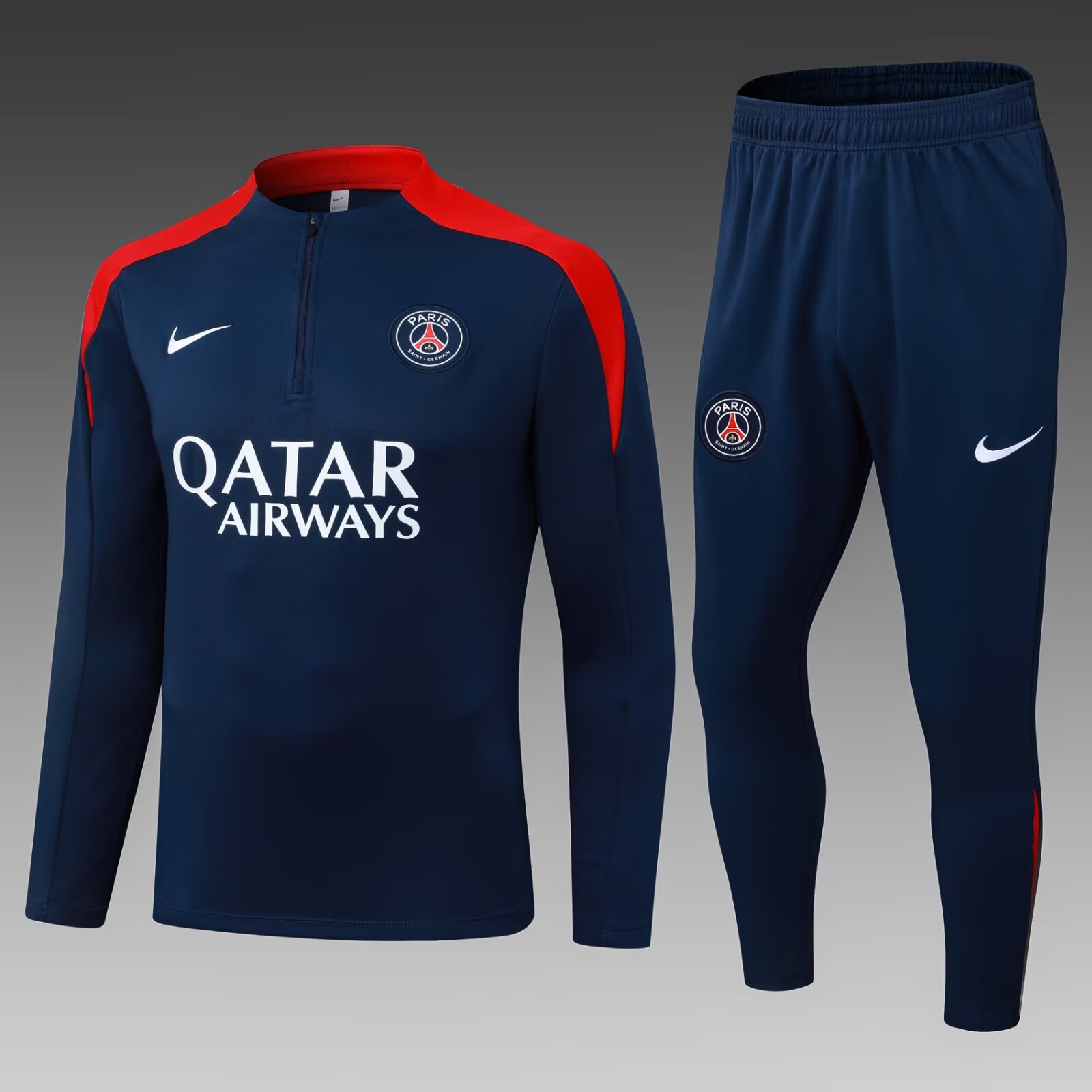 2025/2026 Psg Paris Saint-Germain Half-Pull Training Dark Blue Football Shirt 1:1 Thai Quality Set:football jersey mysite: unitedjerseyfootball 邓江浪:football