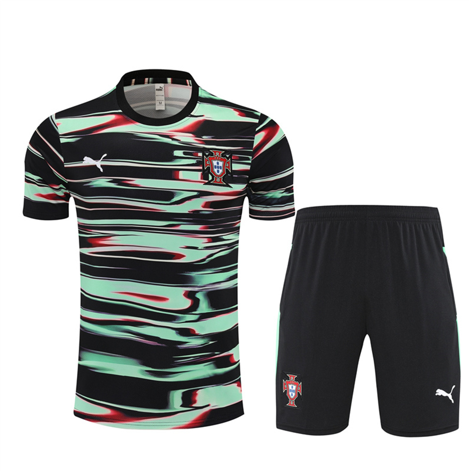 UltraTrikot-Portugal 25-26 Kids Short-Sleeve Training Set - Camouflage top & Black Shorts