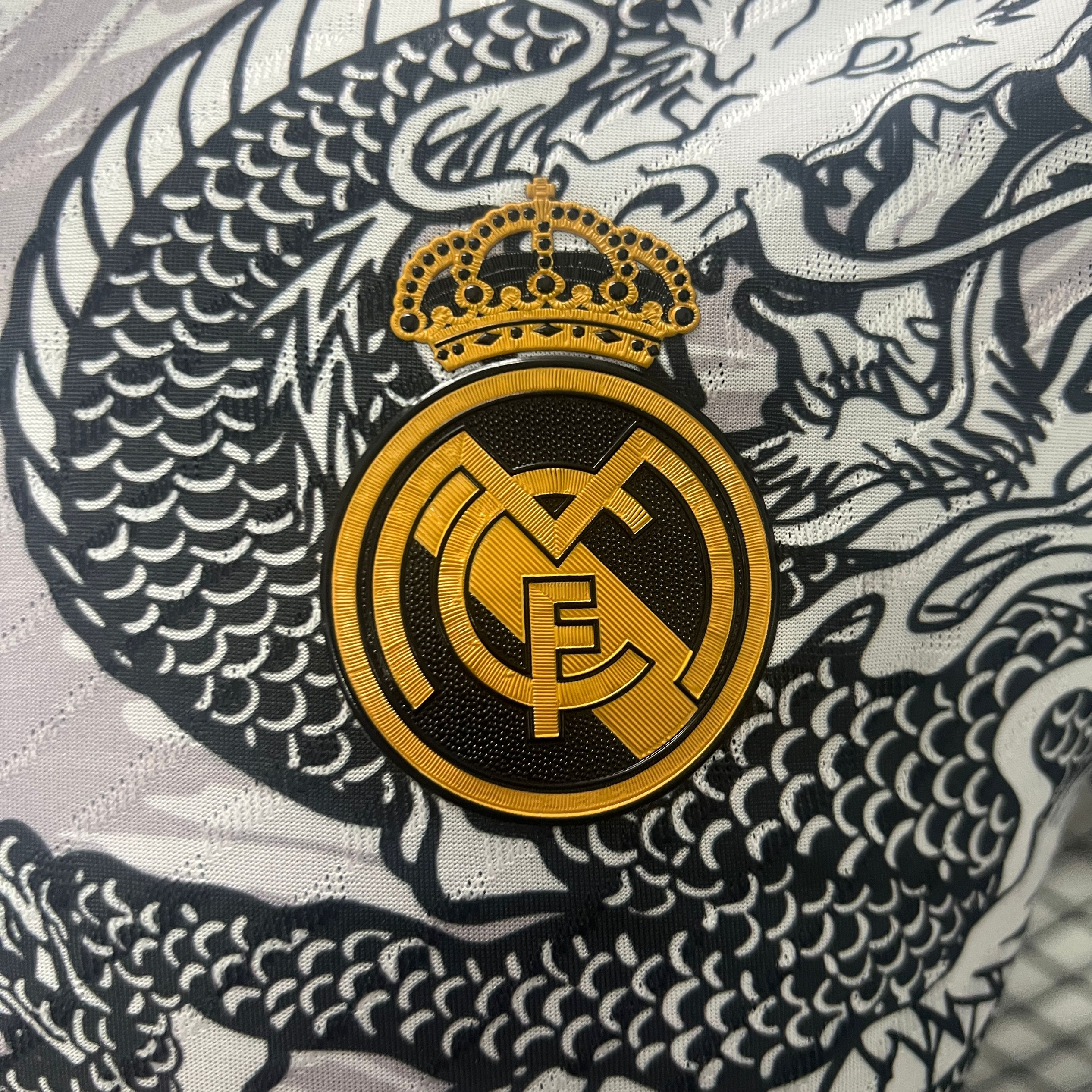 JerseysGala.com | Real Madrid 24-25 Black Dragon Special Edition Gray Jersey - Player Version -Customize Name, Number and Patch | Worldwide Shipping