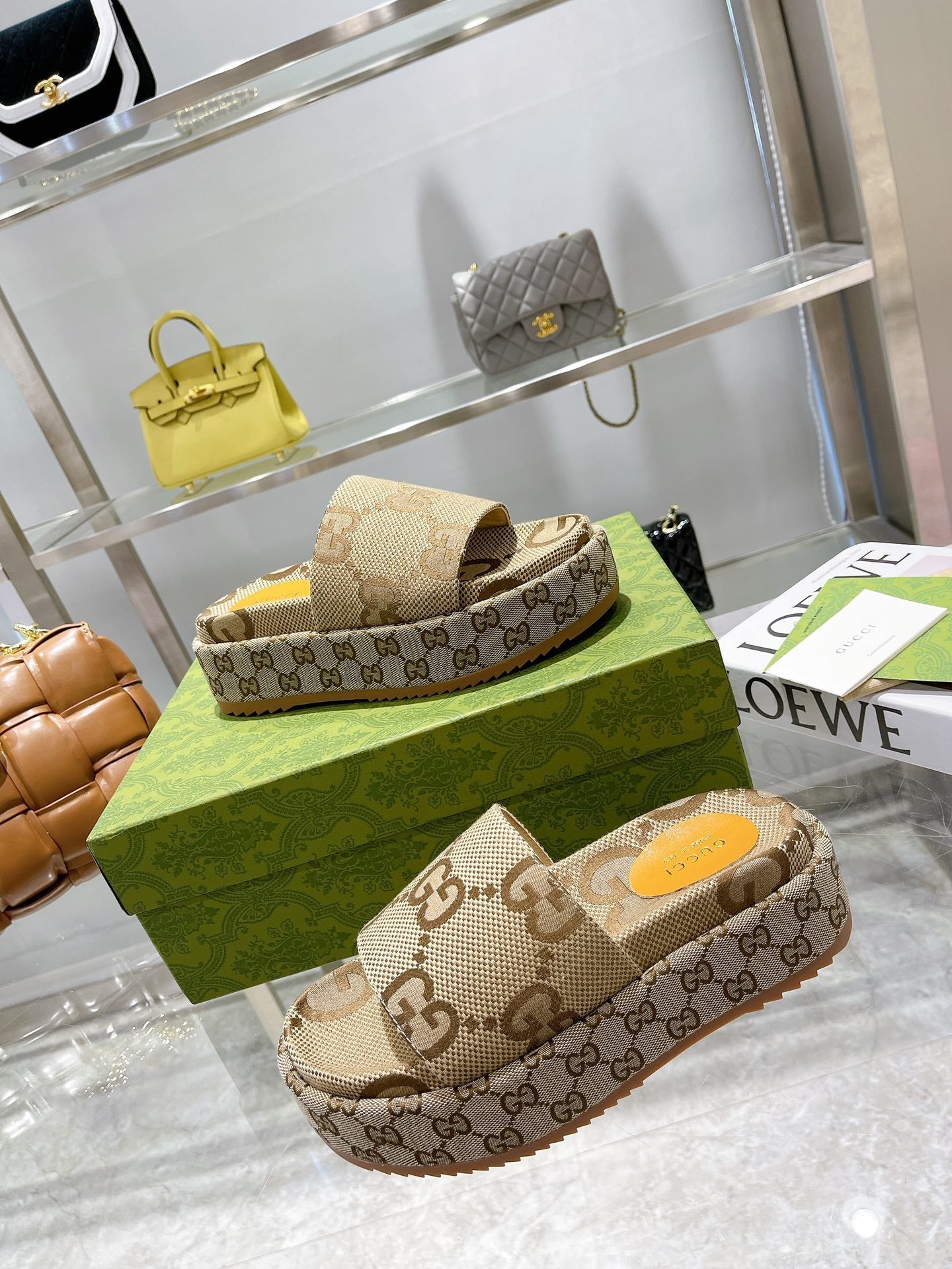LV MONOGRAM THICK PLATFORM SANDALS IN BEIGE CANVAS、mysite、Cacoeks