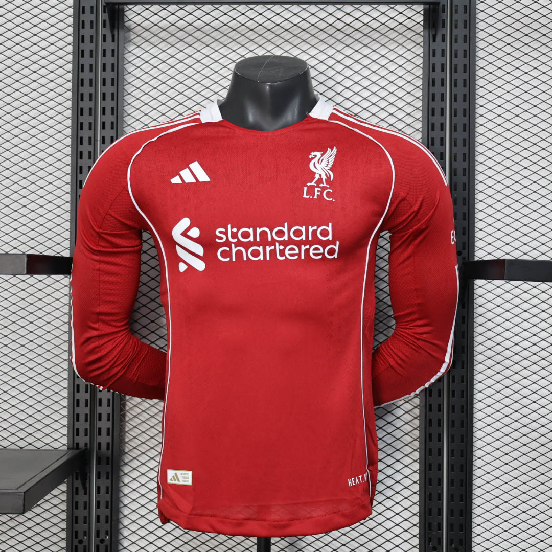 2025/2026 Player Version Long Sleeve Liverpool Home Football Shirt 1:1 Thai Quality:football jersey mysite: unitedjerseyfootball 邓江浪:football
