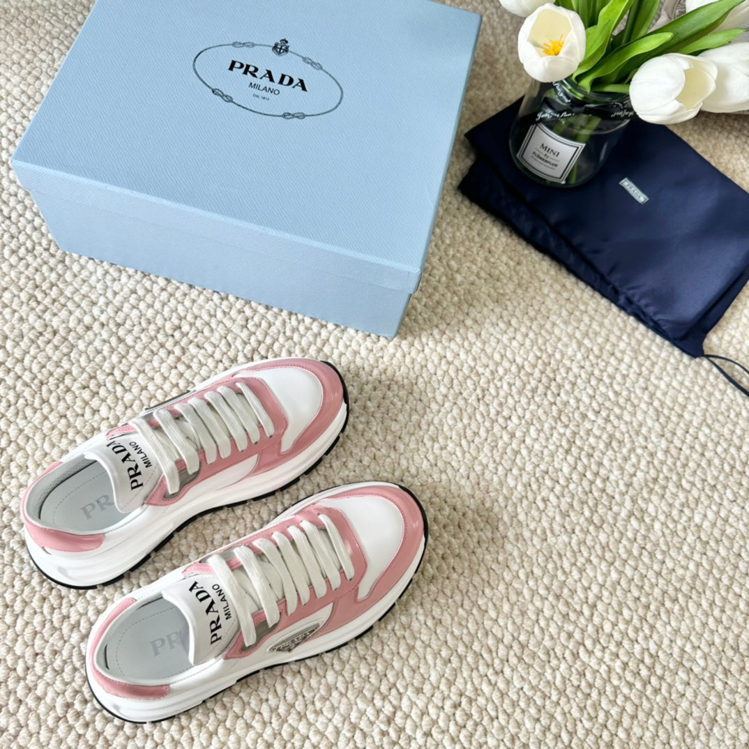 PRA THICK SOLE SNEAKER WHITE AND PINK CALFSKIN、mysite、Cacoeks