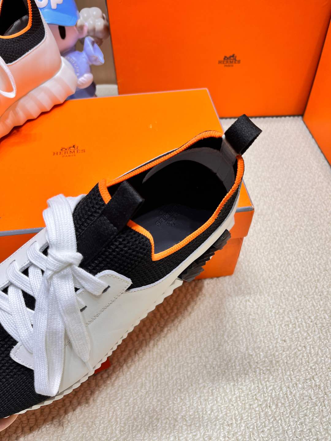 DEPART SLIP-ON SNEAKER IN WHITE MIX BLACK KNIT AND CALFSKIN、mysite、Cacoeks