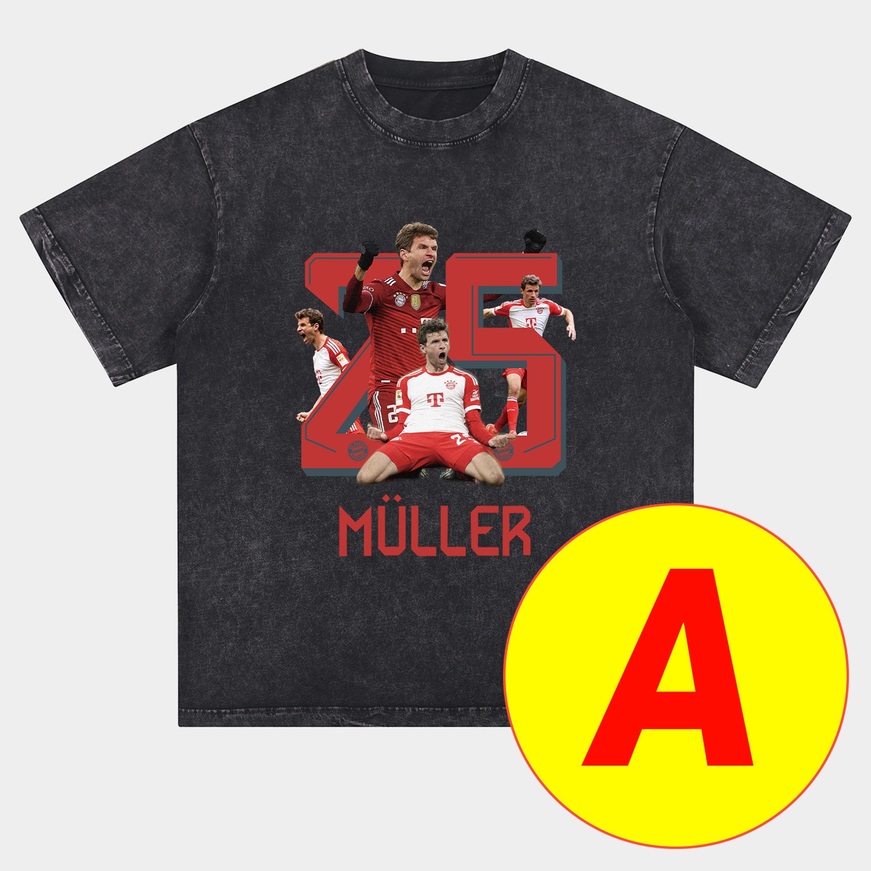 Unitedfootballkit.com | Bayern Munich Müller‘s Personal Highlights Oversized Washed T-Shirt -Customize Name, Number and Patch | Worldwide Shipping