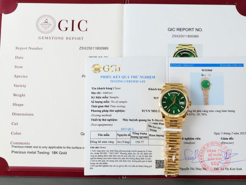 Đồng Hồ Rolex Day-Date Chế Tác Mặt Xanh Lá Cây Trọng Lượng 160gram Bọc Vàng Thật 36mm (2)