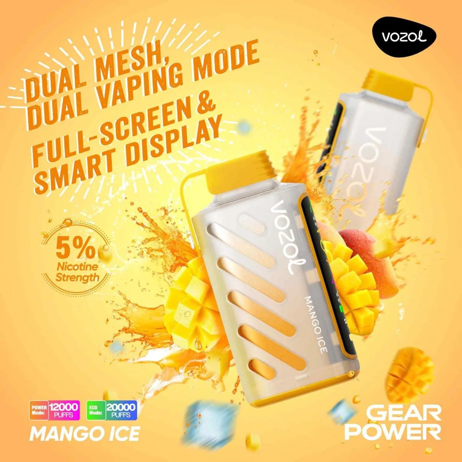  VOZOL Gear Power 20000 Puffs 50mg Dual Mode Disposable Vapevpae005 vapeing vape