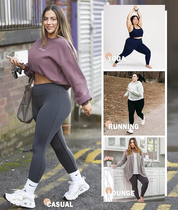 3/4/5 Pack Plus Size Leggings for Women with Pockets Stretchy XL-5XL Tummy Control High Waist Womens Leggings Workout Yoga Pants Gym Leggings in Various Colors