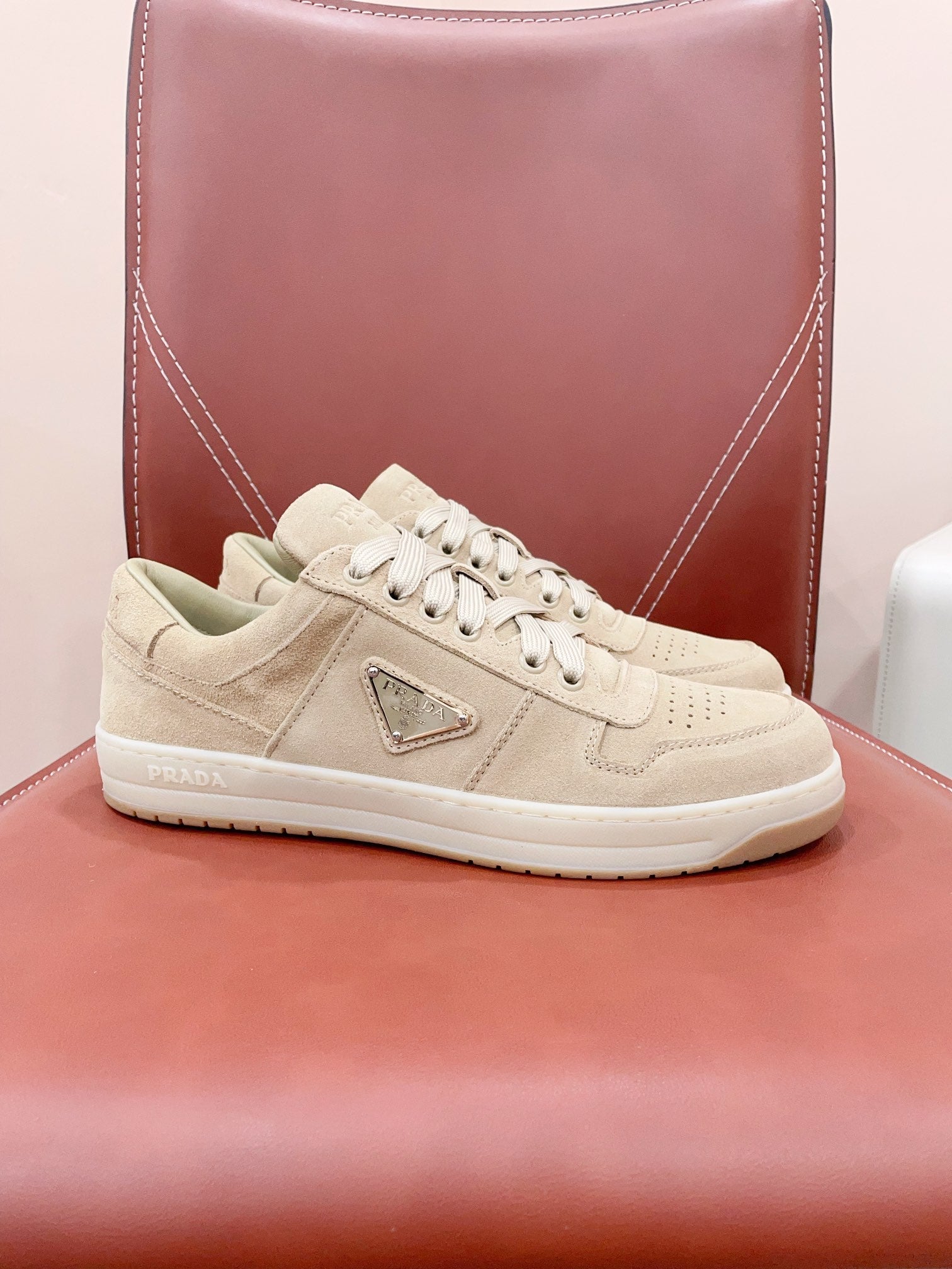 PRA DOWNTOWN PERFORATED SNEAKERS BEIGE SUEDE、mysite、Cacoeks