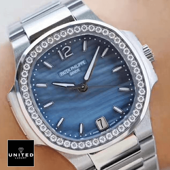 Patek Philippe Nautilus Ladies 7018/1A Replica 2 patek philippe nautilus 70181A replica wrist