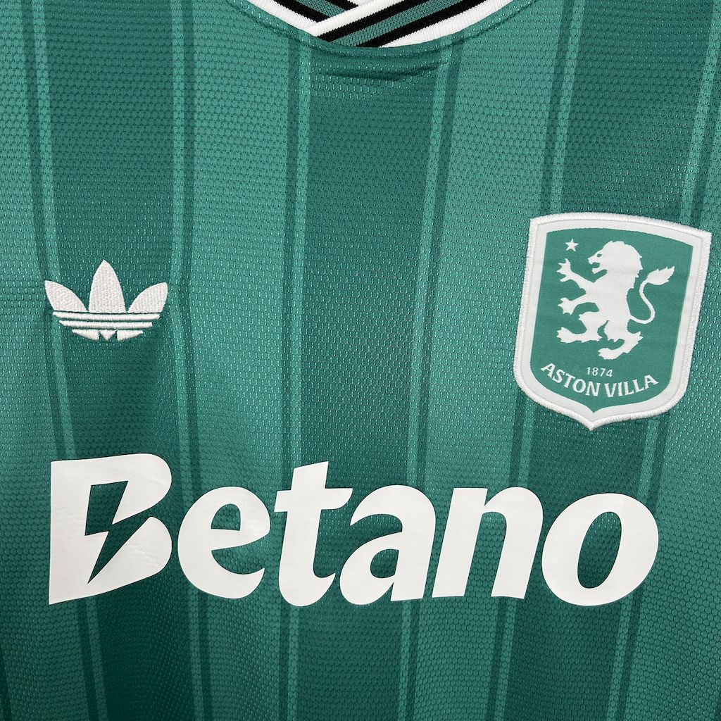 JerseysGala.com | Aston Villa 24-25 Originals Green Stripe Jersey - Fans Version -Customize Name, Number and Patch | Worldwide Shipping