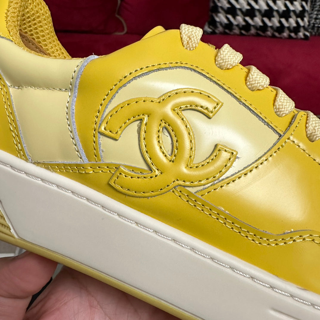 TRAINERS IN BRIGHT YELLOW SHINY CALFSKIN、mysite、Cacoeks