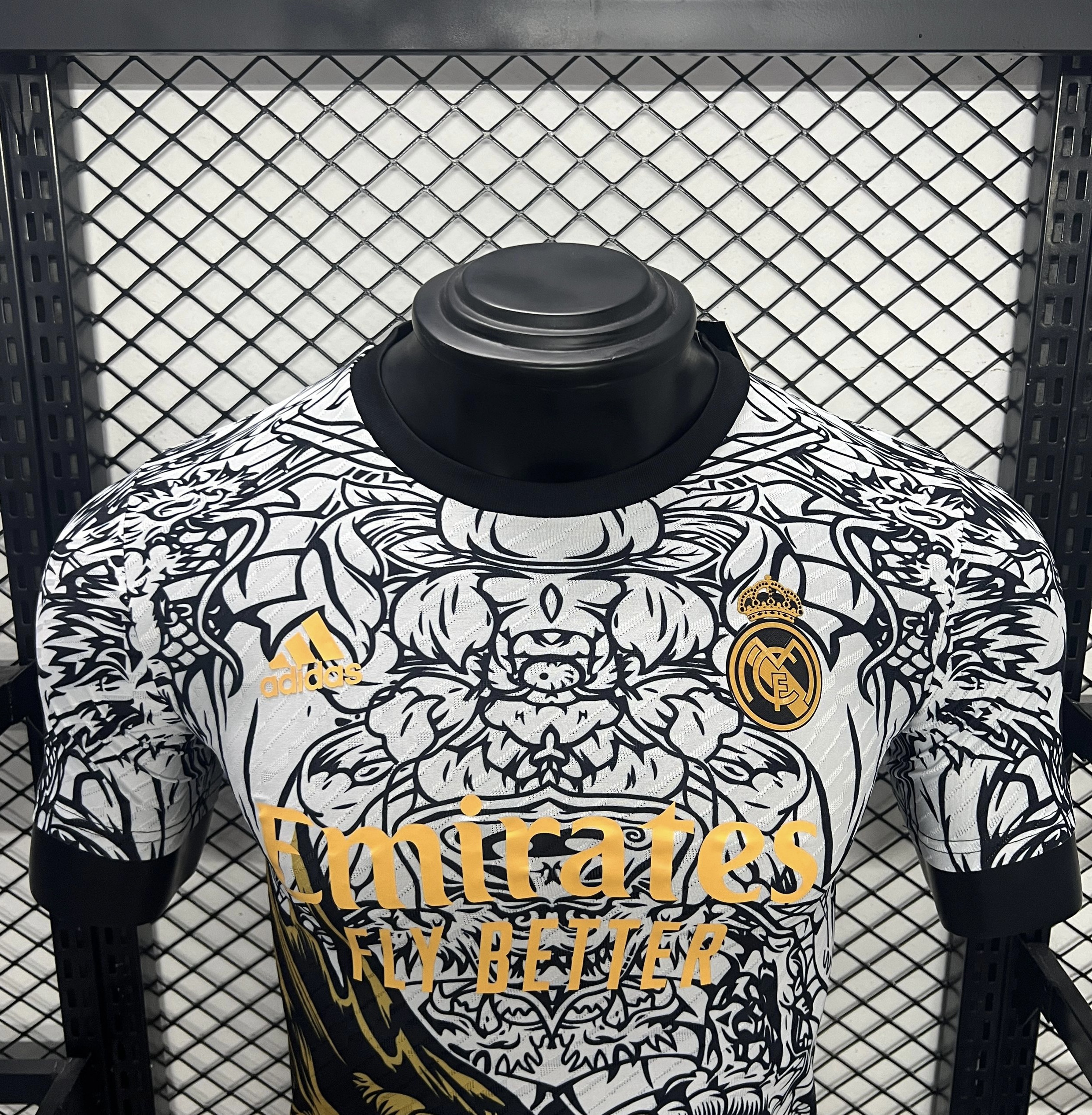 JerseysGala.com | Real Madrid 24-25 Yellow Dragon Special Edition White Jersey - Player Version -Customize Name, Number and Patch | Worldwide Shipping