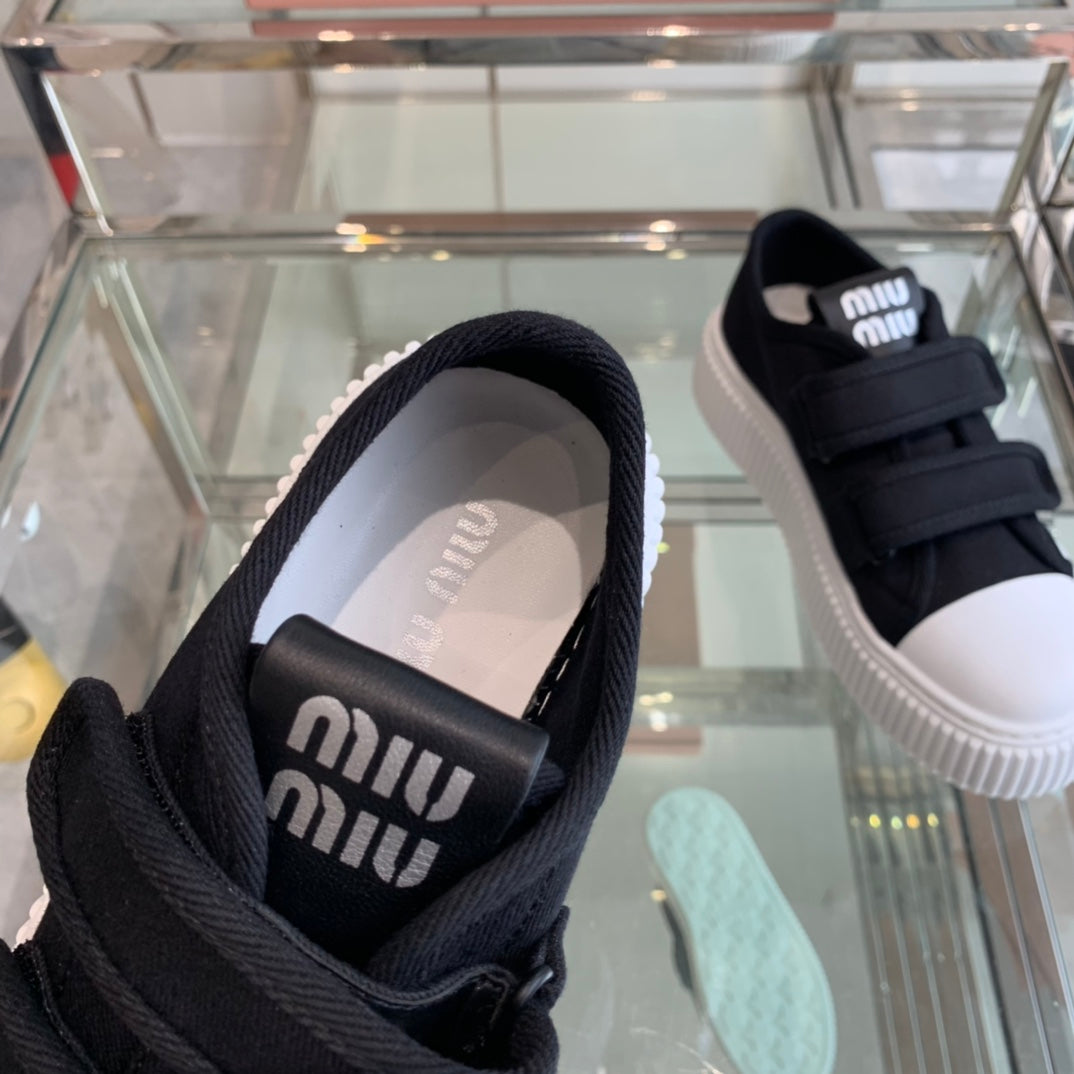 Thick-Soled Denim Sneakers Black and White、mysite、Cacoeks