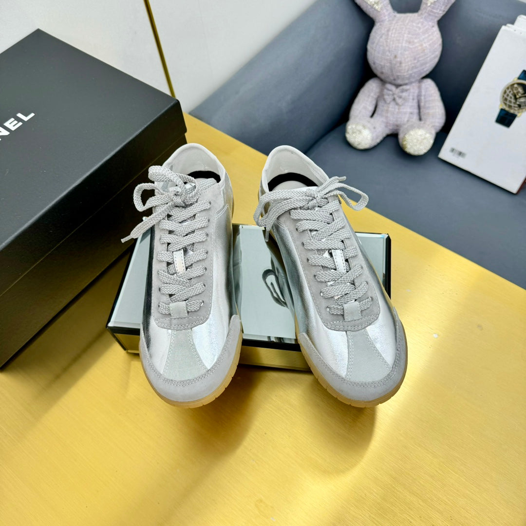 CC SNEAKER IN SILVER GRAY CALFSKIN AND SUEDE、mysite、Cacoeks