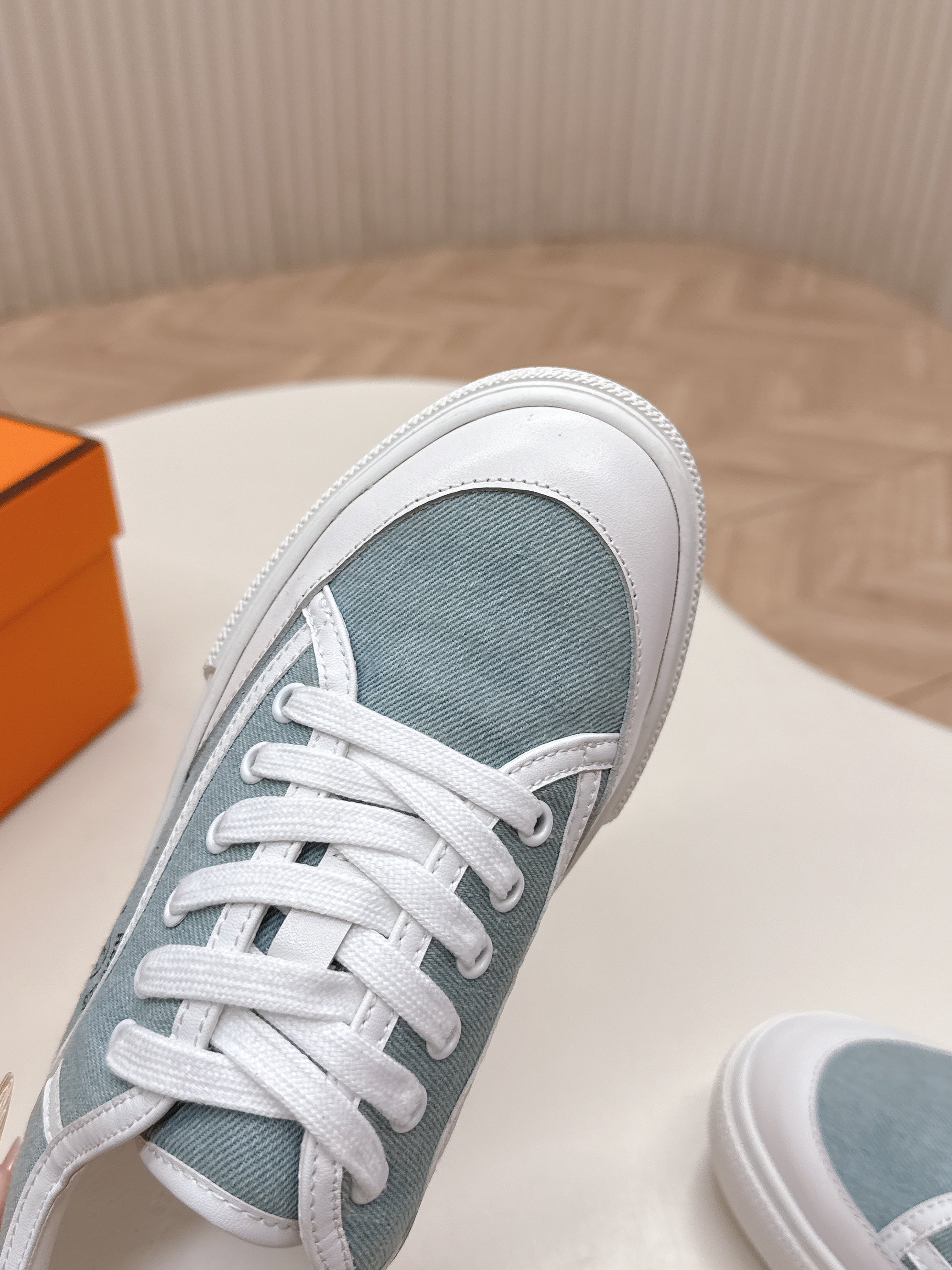 HM 25S SNEAKER LOW SPORTS IN BLUE DENIM MIX WHITE LAMBSKIN、mysite、Cacoeks