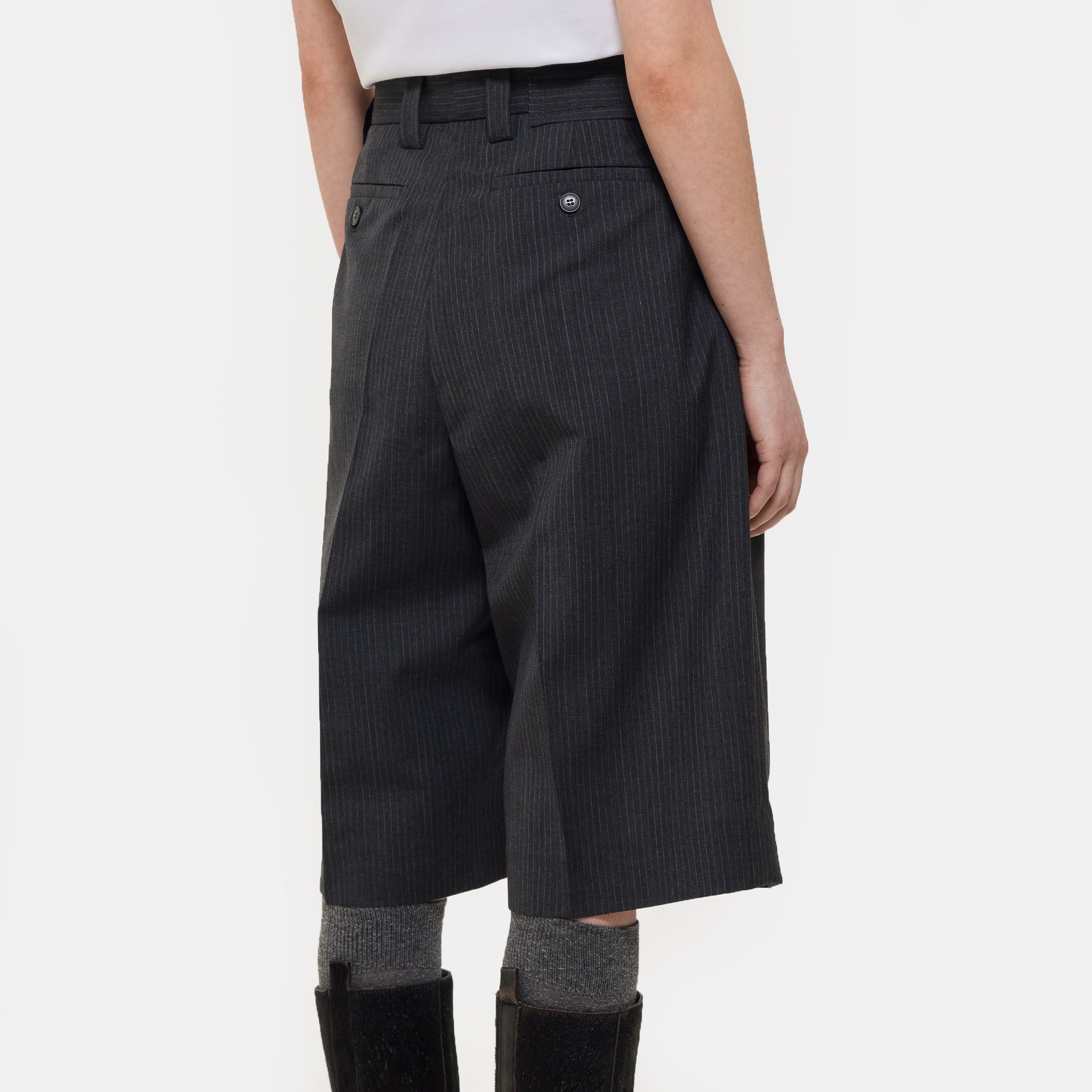 Favorite Short in Dark Grey Pinstripe