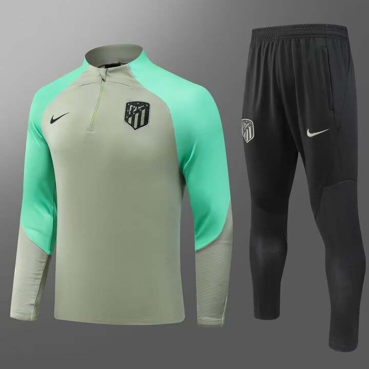 2023/2024 Atletico Madrid Half-Pull Training Suit Green 1:1 Thai Quality Set:football jersey mysite: unitedjerseyfootball 邓江浪:football